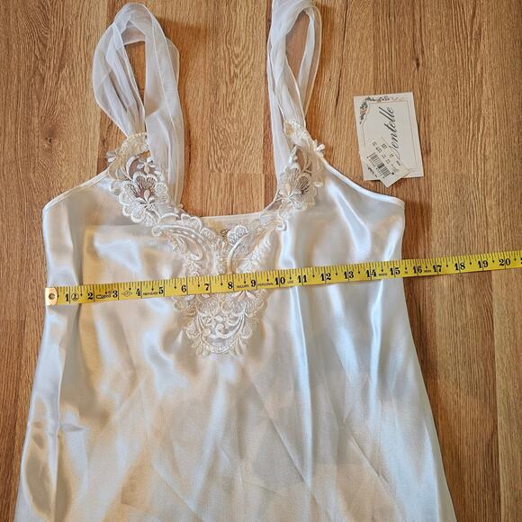 Vtg Dentelle NWT White Satin Chemise Short Negligee Nightgown with Lace Trim - Picture 8 of 10